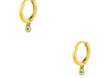 Σκουλαρίκια Κρίκοι Από Ορείχαλκο Επιχρυσωμένο 24Κ Με Ματάκι Επιχρυσωμένο 24K AA48044 - AMOR AMOR - 