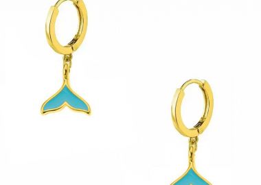 Σκουλαρίκια Κρίκοι Από Ορείχαλκο Επιχρυσωμένο 24Κ Με Ουρά Φάλαινας AA48323 - AMOR AMOR - 