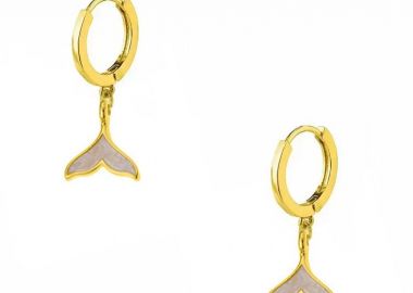 Σκουλαρίκια Κρίκοι Από Ορείχαλκο Επιχρυσωμένο 24Κ Με Ουρά Φάλαινας AA48324 - AMOR AMOR - 