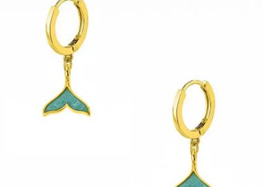 Σκουλαρίκια Κρίκοι Από Ορείχαλκο Επιχρυσωμένο 24Κ Με Ουρά Φάλαινας AA48325 - AMOR AMOR - 