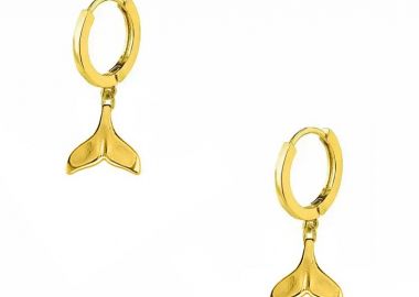 Σκουλαρίκια Κρίκοι Από Ορείχαλκο Επιχρυσωμένο 24Κ Με Ουρά Φάλαινας AA48326 - AMOR AMOR - 