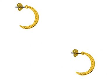 Σκουλαρίκια Κρίκοι Από Ορείχαλκο Επιχρυσωμένο 24Κ Μισοφέγγαρα PF48610 - AMOR AMOR - 