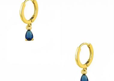 Σκουλαρίκια Κρίκοι Από Ορείχαλκο Επιχρυσωμένο 24Κ Μονόπετρο AA48344 - AMOR AMOR - 