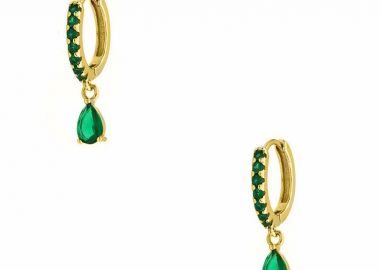 Σκουλαρίκια Κρίκοι Από Ορείχαλκο Επιχρυσωμένο 24Κ Μονόπετρο ΝΙ48346 - AMOR AMOR - 