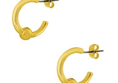 Σκουλαρίκια Κρίκοι Από Ορείχαλκο Επιχρυσωμένο 24K PF42410 - AMOR AMOR - 