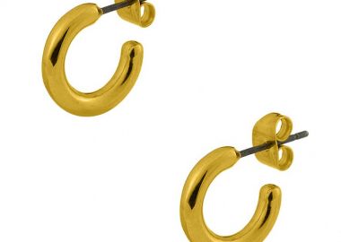 Σκουλαρίκια Κρίκοι Από Ορείχαλκο Επιχρυσωμένο 24Κ PF42448 - AMOR AMOR - 