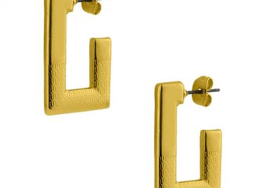 Σκουλαρίκια Κρίκοι Από Ορείχαλκο Επιχρυσωμένο 24Κ PF42453 - AMOR AMOR - 