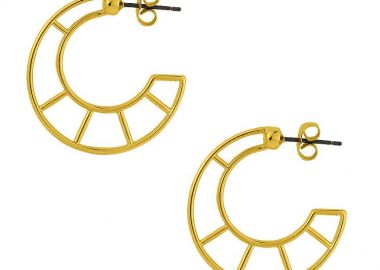 Σκουλαρίκια Κρίκοι Από Ορείχαλκο Επιχρυσωμένο 24Κ PF42455 - AMOR AMOR - 