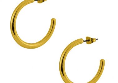 Σκουλαρίκια Κρίκοι Από Ορείχαλκο Επιχρυσωμένο 24Κ PF42457 - AMOR AMOR - 