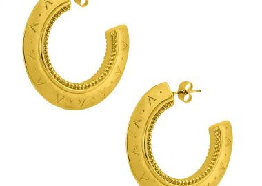 Σκουλαρίκια Κρίκοι Από Ορείχαλκο Επιχρυσωμένο 24Κ PF42459 - AMOR AMOR - 