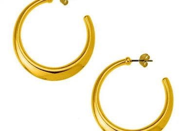 Σκουλαρίκια Κρίκοι Από Ορείχαλκο Επιχρυσωμένο 24Κ PF47450 - AMOR AMOR - 