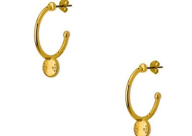 Σκουλαρίκια Κρίκοι Από Ορείχαλκο Επιχρυσωμένο 24Κ PF47474 - AMOR AMOR - 