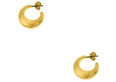 Σκουλαρίκια Κρίκοι Από Ορείχαλκο Επιχρυσωμένο 24Κ PF47663 - AMOR AMOR - 