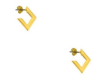 Σκουλαρίκια Κρίκοι Από Ορείχαλκο Επιχρυσωμένο 24Κ Ρόμβοι PF48587 - AMOR AMOR - 