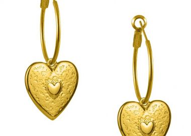 Σκουλαρίκια Κρίκοι Από Ορείχαλκο Επιχρυσωμένο Με Καρδιά AA40298 - AMOR AMOR - 