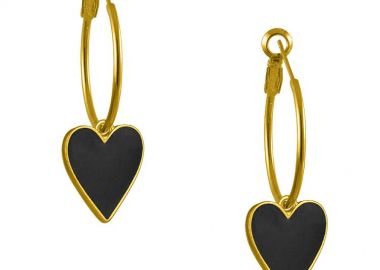 Σκουλαρίκια Κρίκοι Από Ορείχαλκο Επιχρυσωμένο Με Καρδιά AA40299 - AMOR AMOR - 