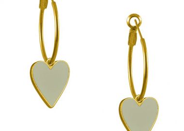 Σκουλαρίκια Κρίκοι Από Ορείχαλκο Επιχρυσωμένο Με Καρδιά AA40300 - AMOR AMOR - 