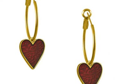 Σκουλαρίκια Κρίκοι Από Ορείχαλκο Επιχρυσωμένο Με Καρδιά AA40301 - AMOR AMOR - 