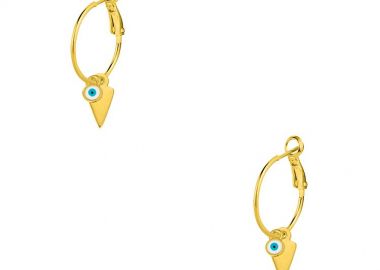 Σκουλαρίκια Κρίκοι Από Ορείχαλκο Επιχρυσωμένο Με Ματάκι 24Κ AA47606 - AMOR AMOR - 