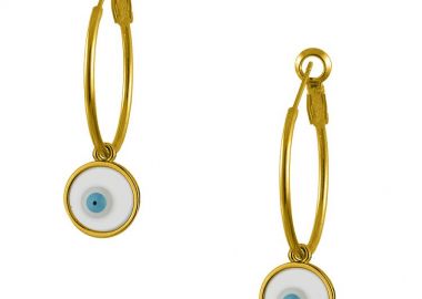 Σκουλαρίκια Κρίκοι Από Ορείχαλκο Επιχρυσωμένο Με Ματάκι AA47065 - AMOR AMOR - 