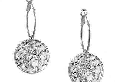 Σκουλαρίκια Κρίκοι Από Ορείχαλκο Με Κοχύλι AA47429 - AMOR AMOR - 