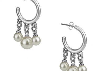 Σκουλαρίκια Κρίκοι Από Ορείχαλκο Με Μαργαριτάρια AA45068 - AMOR AMOR - 