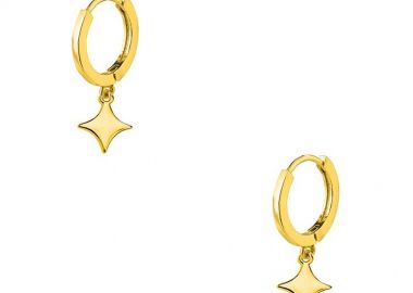Σκουλαρίκια Κρίκοι Με Αστέρια Από Ορείχαλκο Επιχρυσωμένο 24K AA48027 - AMOR AMOR - 