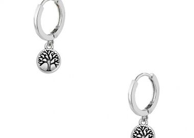 Σκουλαρίκια Κρίκοι Με Δέντρο Της Ζωής Από Ορείχαλκο AA48042 - AMOR AMOR - 