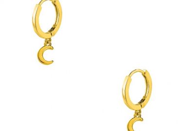 Σκουλαρίκια Κρίκοι Με Φεγγάρια Από Ορείχαλκο Επιχρυσωμένο 24K AA48015 - AMOR AMOR - 