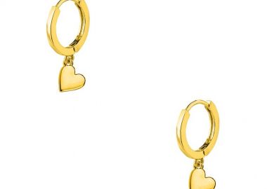 Σκουλαρίκια Κρίκοι Με Καρδιές Από Ορείχαλκο Επιχρυσωμένο 24K AA48021 - AMOR AMOR - 