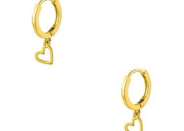 Σκουλαρίκια Κρίκοι Με Καρδιές Από Ορείχαλκο Επιχρυσωμένο 24K AA48023 - AMOR AMOR - 