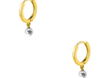 Σκουλαρίκια Κρίκοι Με Μαργαριτάρια Από Ορείχαλκο Επιχρυσωμένο 24K AA48007 - AMOR AMOR - 