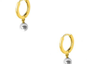 Σκουλαρίκια Κρίκοι Με Μαργαριτάρια Από Ορείχαλκο Επιχρυσωμένο 24K AA48009 - AMOR AMOR - 