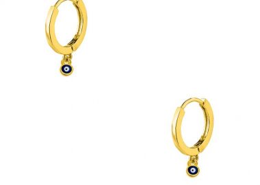 Σκουλαρίκια Κρίκοι Με Ματάκι Επιχρυσωμένο 24K AA48045 - AMOR AMOR - 