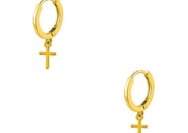 Σκουλαρίκια Κρίκοι Με Σταυρούς Από Ορείχαλκο Επιχρυσωμένο 24K AA48011 - AMOR AMOR - 