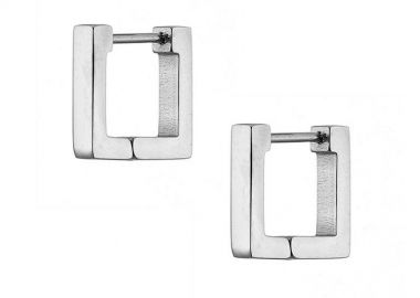 Σκουλαρίκια Κρίκοι Τετράγωνοι Από Ατσάλι AS48686 - AMOR AMOR - 