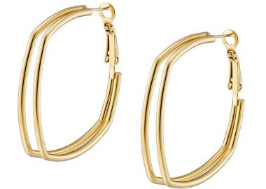 Σκουλαρίκια Κρίκοι Τετράγωνοι Από Ατσάλι Επιχρυσωμένο 24Κ AS41814 - AMOR AMOR - 