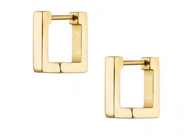 Σκουλαρίκια Κρίκοι Τετράγωνοι Από Ατσάλι Επιχρυσωμένο 24Κ AS48687 - AMOR AMOR - 