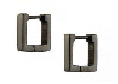 Σκουλαρίκια Κρίκοι Τετράγωνοι Από Ατσάλι Μαύρο AS48688 - AMOR AMOR - 