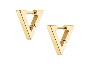 Σκουλαρίκια Κρίκοι Τρίγωνοι Από Ατσάλι Επιχρυσωμένο 24Κ AS48684 - AMOR AMOR - 