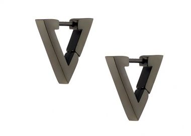 Σκουλαρίκια Κρίκοι Τρίγωνοι Από Ατσάλι Μαύρο AS48685 - AMOR AMOR - 