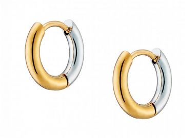 Σκουλαρίκια Κρίκοι1.2x0.4 cm Από Ατσάλι Και Ατσάλι Επιχρυσωμένο 24Κ AS40142 - AMOR AMOR - 