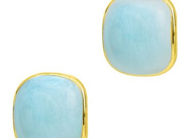 Σκουλαρίκια Marble Candy Γαλάζιο Από Ατσάλι Επιχρυσωμένο MI43443 - AMOR AMOR - 