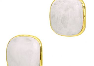 Σκουλαρίκια Marble Candy Λευκό Από Ατσάλι Επιχρυσωμένο MI43442 - AMOR AMOR - 