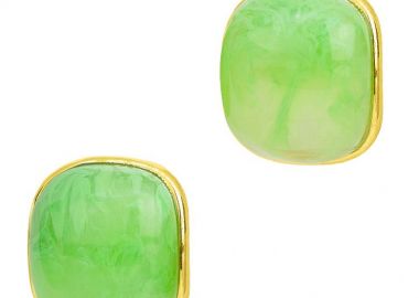 Σκουλαρίκια Marble Candy Πράσινο Από Ατσάλι Επιχρυσωμένο MI43444 - AMOR AMOR - 