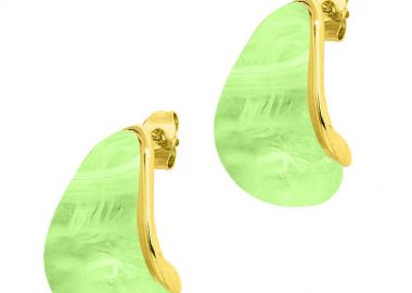 Σκουλαρίκια Marble Drops Πράσινο Από Ατσάλι Επιχρυσωμένο MI43447 - AMOR AMOR - 