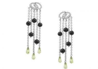 Σκουλαρίκια με Διαμάντια & Περίδοτο Λευκόχρυσος Κ18 - 0313EW -  - 