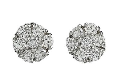 Σκουλαρίκια με Διαμάντια Λευκόχρυσος Κ18 - 04358 -  - 