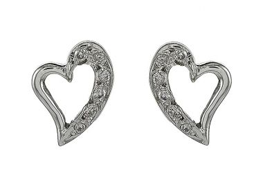 Σκουλαρίκια με Διαμάντια Λευκόχρυσος Κ18 - 09034 -  - 