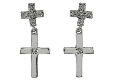 Σκουλαρίκια με Διαμάντια Λευκόχρυσος Κ18 - 09036 -  - 